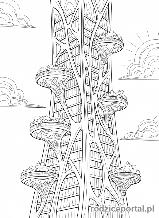 Kolorowanka Miasto Przyszłości - Organiczny wiezowiec