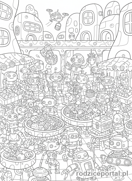 Kolorowanka Miasto Przyszłości - Rynek przyszlosci