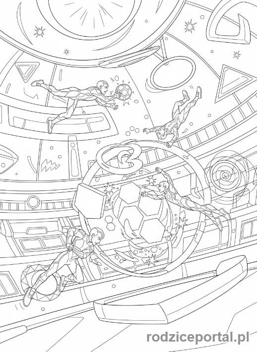 Kolorowanka Miasto Przyszłości - Sport w zero grawitacji