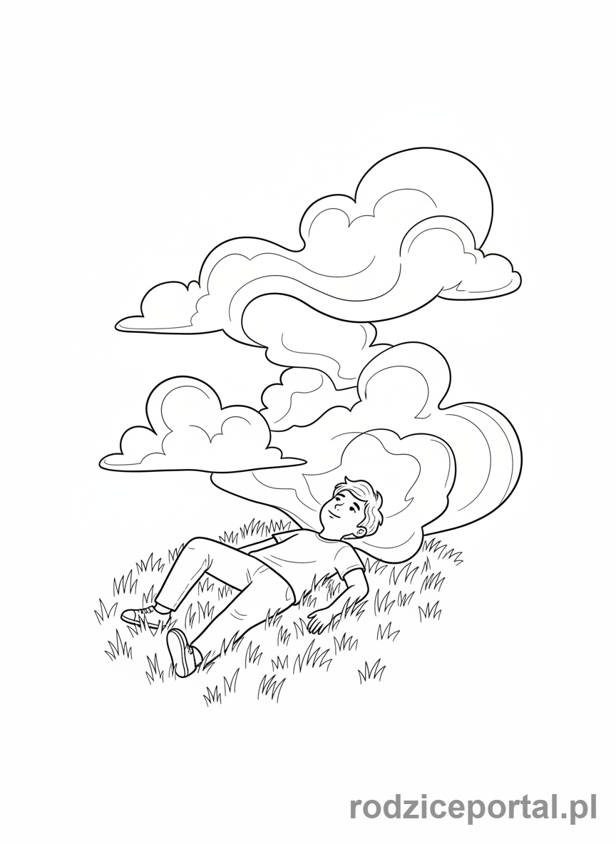 Kolorowanka Mindfulness Ćwiczenia - Obserwacja chmur