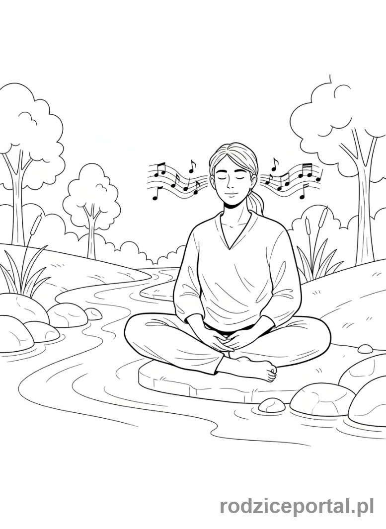 Kolorowanka Mindfulness Ćwiczenia - Słuchanie natury