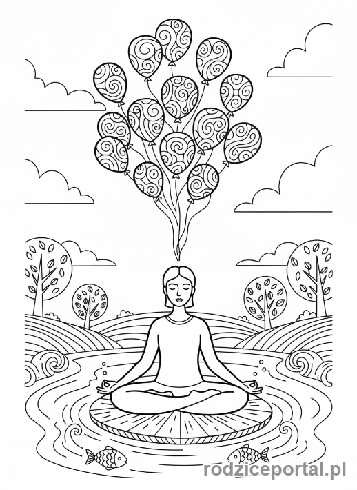 Kolorowanka Mindfulness Ćwiczenia - Uwalnianie myśli
