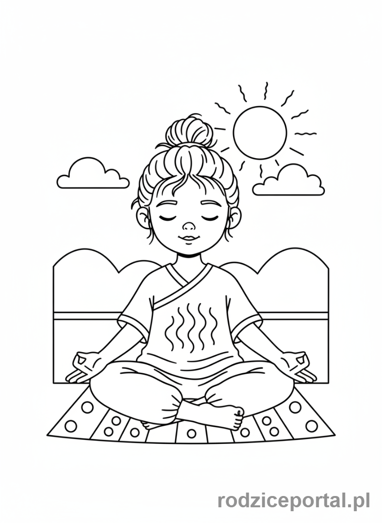 Kolorowanka Mindfulness Dla Dzieci - Dziecko oddychające spokojnie
