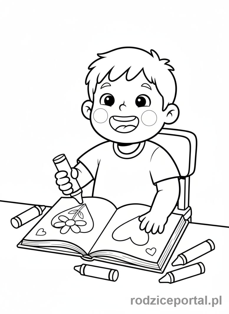 Kolorowanka Mindfulness Dla Dzieci - Dziecko rysujące z wdzięcznością