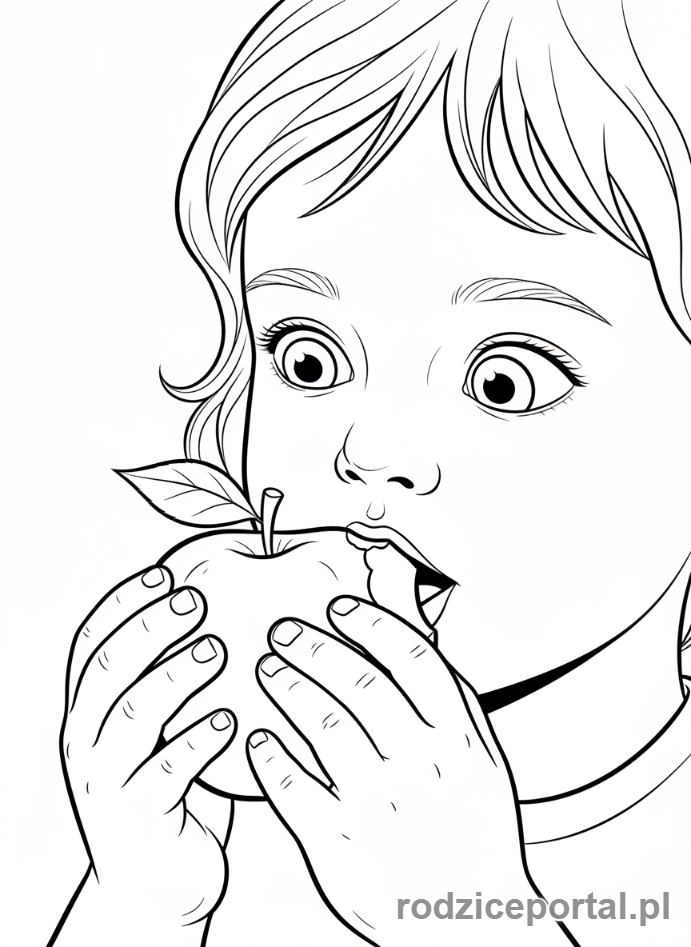 Kolorowanka Mindfulness Dla Dzieci - Dziecko smakujące owoc powoli