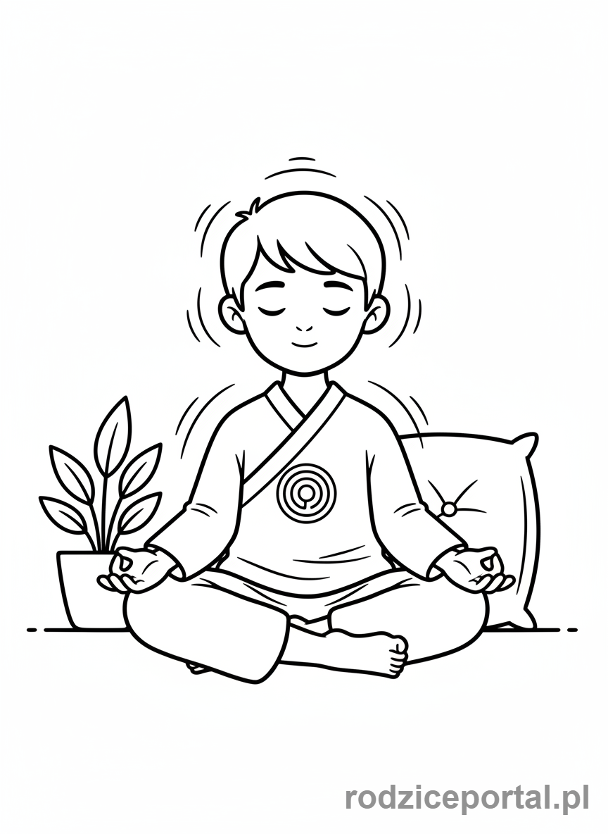Kolorowanka Mindfulness Dla Dzieci - Dziecko w pozycji medytacyjnej