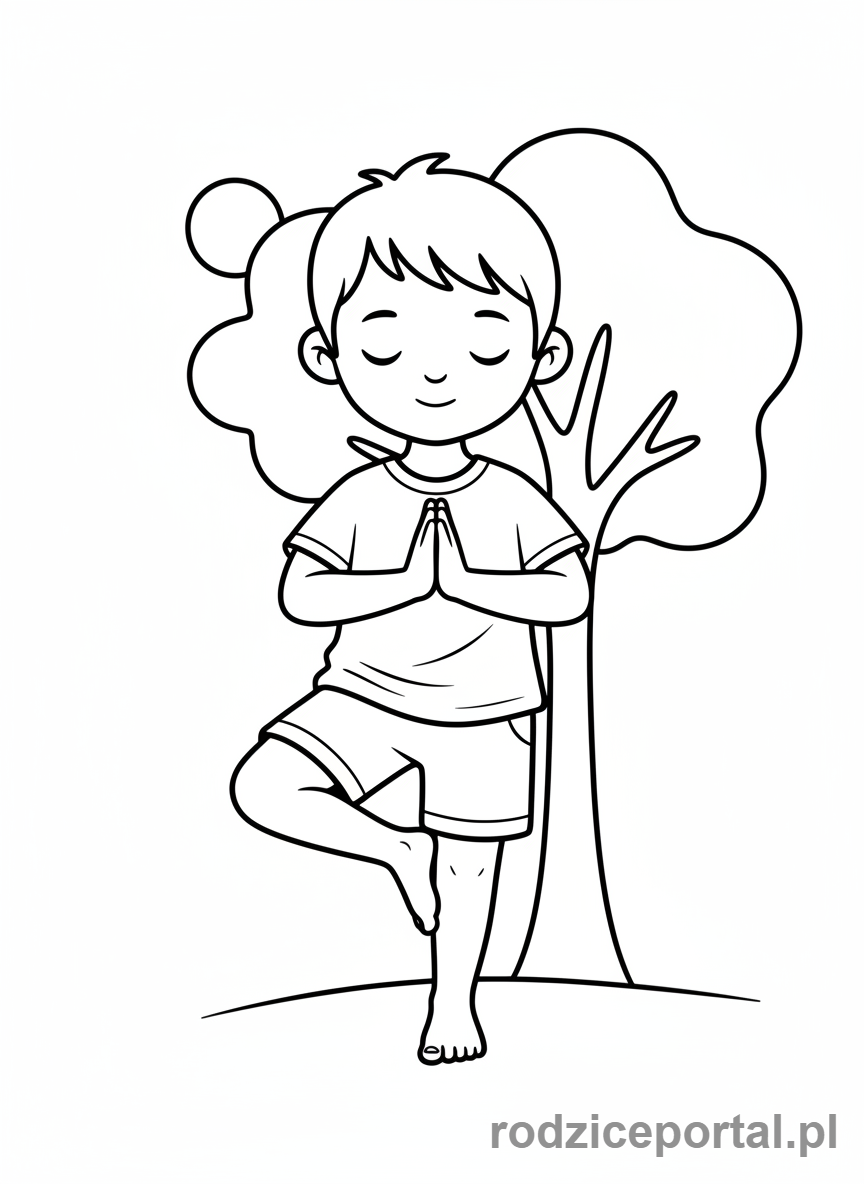Kolorowanka Mindfulness Dla Dzieci - Dziecko w prostej pozycji jogi