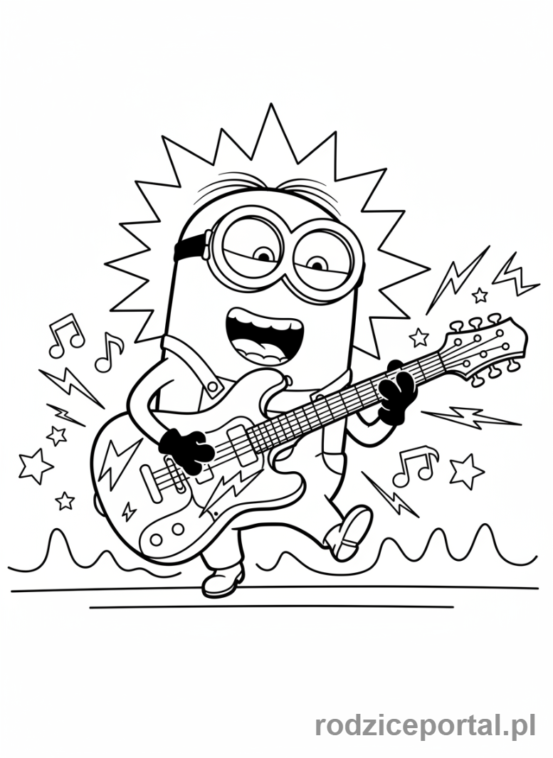 Kolorowanka Minionki - Minion gra na gitarze