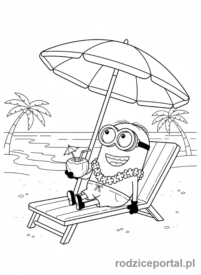 Kolorowanka Minionki - Minion na plaży