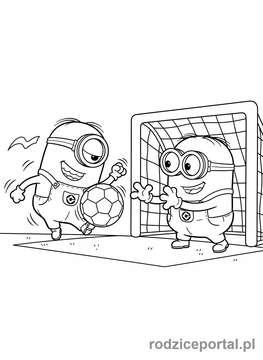 Kolorowanka Minionki - Miniony grające w piłkę