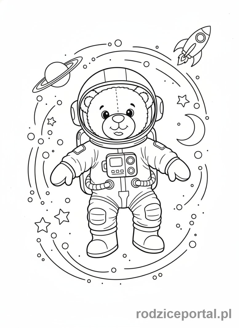 Kolorowanka Miś - Miś astronauta