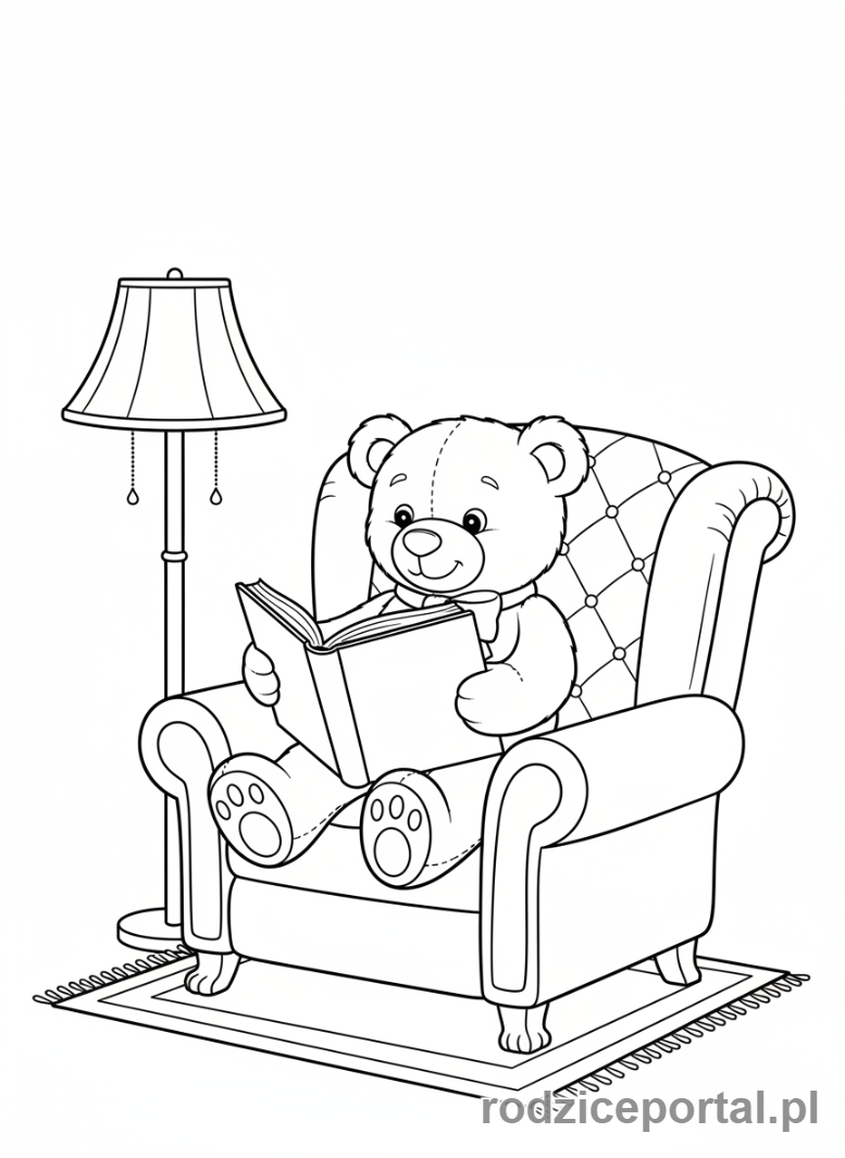 Kolorowanka Miś - Miś czyta książkę