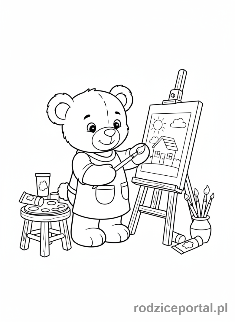 Kolorowanka Miś - Miś malarz