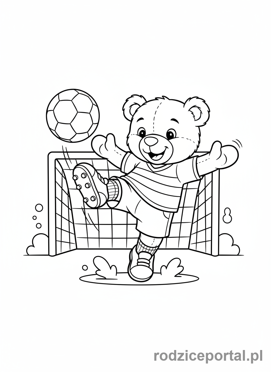 Kolorowanka Miś - Miś piłkarz