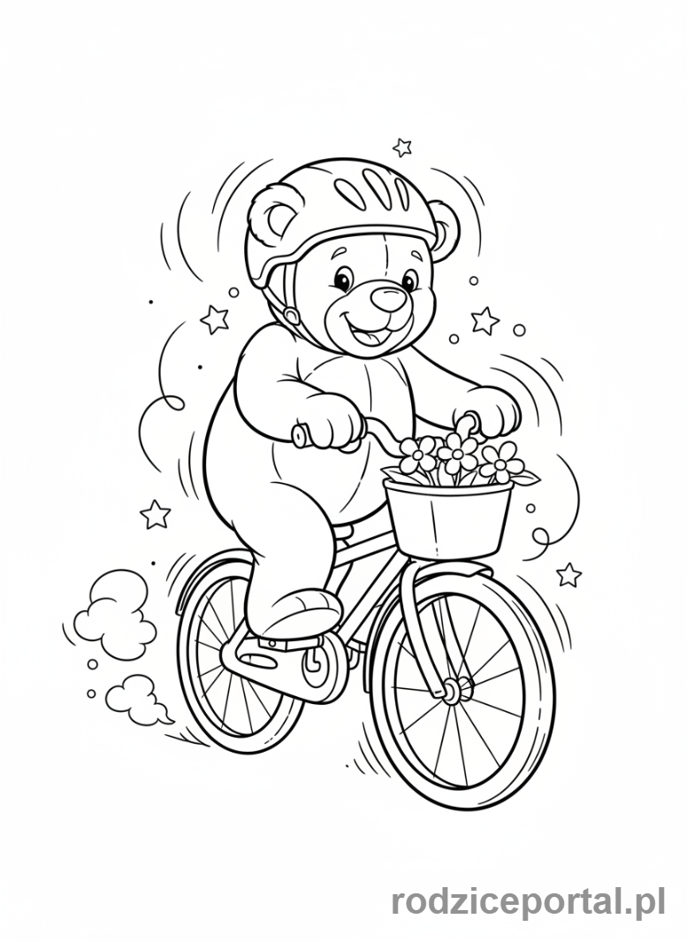 Kolorowanka Miś - Miś rower