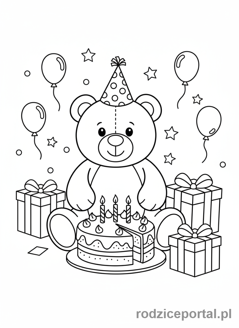 Kolorowanka Miś - Miś urodziny