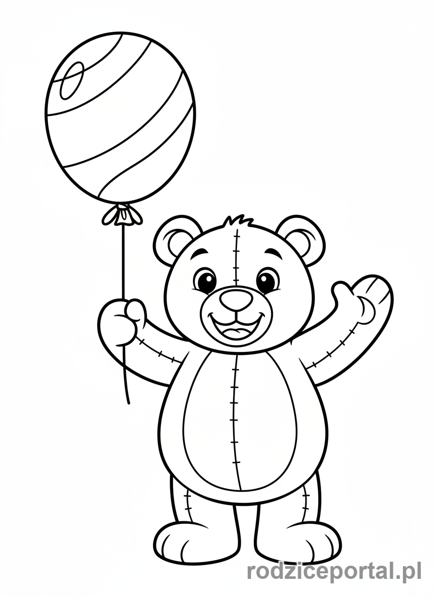 Kolorowanka Miś - Miś z balonem