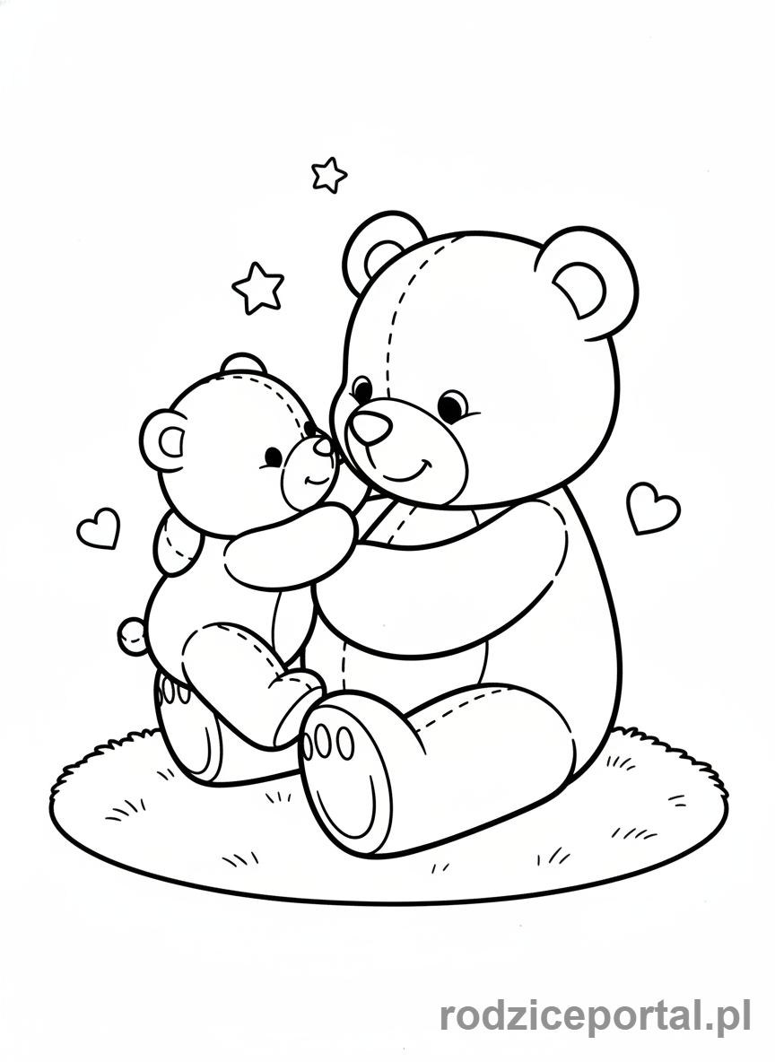 Kolorowanka Miś - Miś z mamą