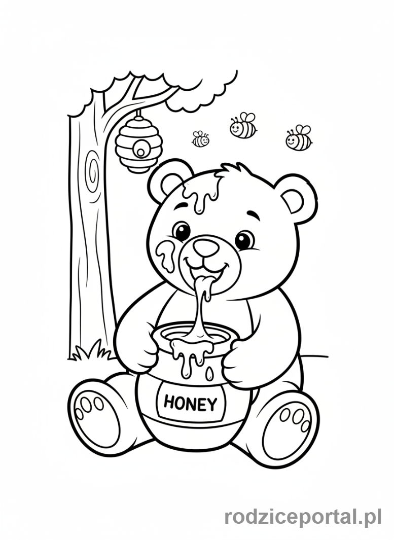 Kolorowanka Miś - Miś z miodem