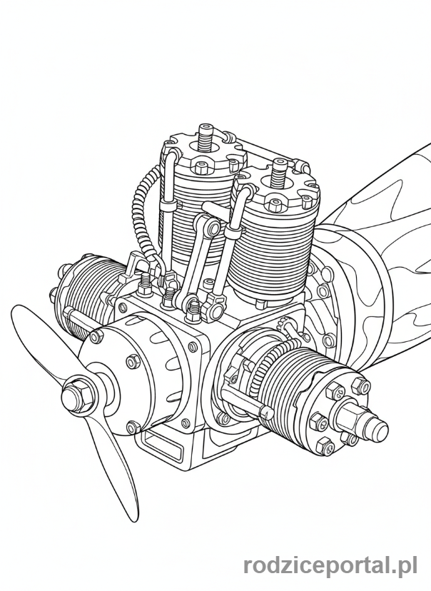 Kolorowanka Modelarz - Detal miniaturowego silnika