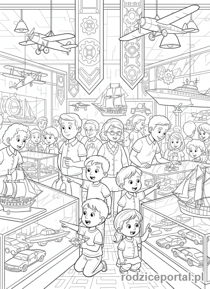 Kolorowanka Modelarz - Wystawa modeli z ludźmi