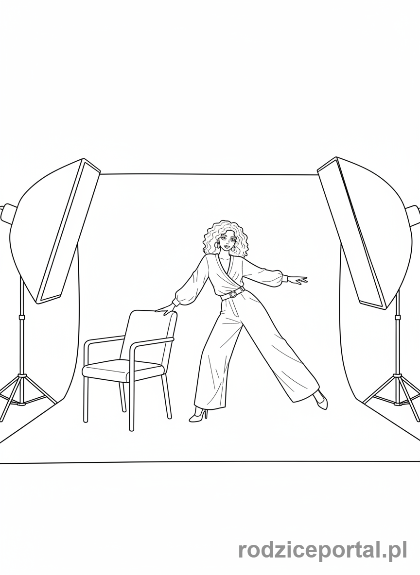 Kolorowanka Modelki - Modelka podczas sesji zdjęciowej w studio