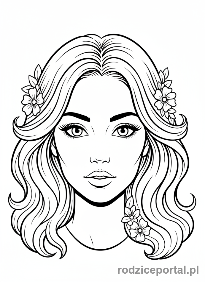 Kolorowanka Modelki - Portret modelki, zbliżenie twarzy