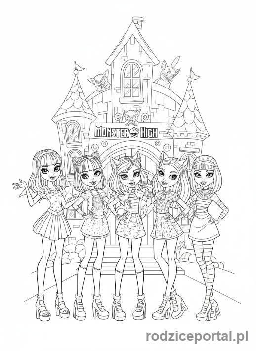 Kolorowanka Monster High - Grupa-przed-szkołą