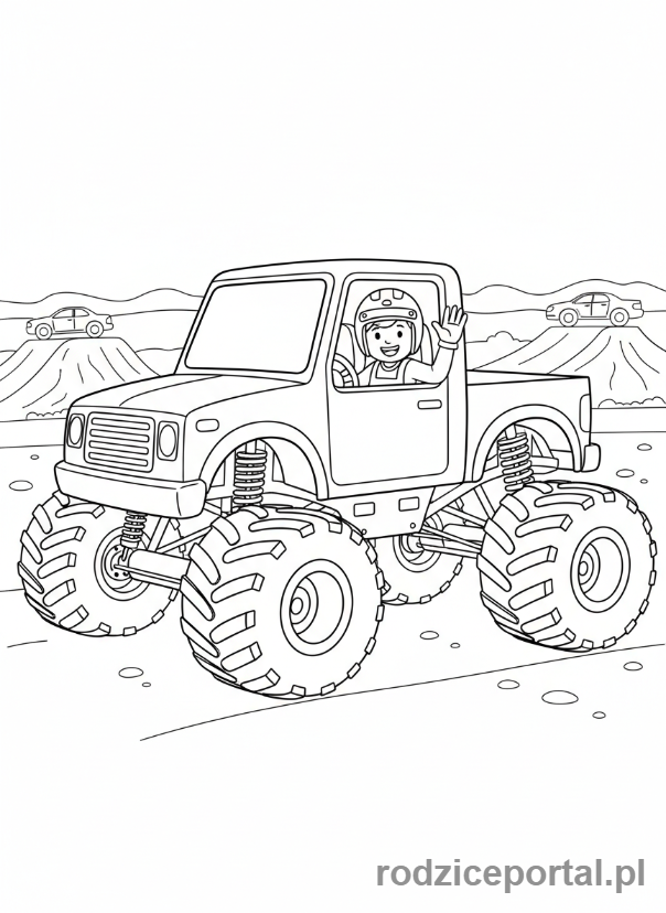 Kolorowanka Monster Truck - Kierowca Monster Trucka