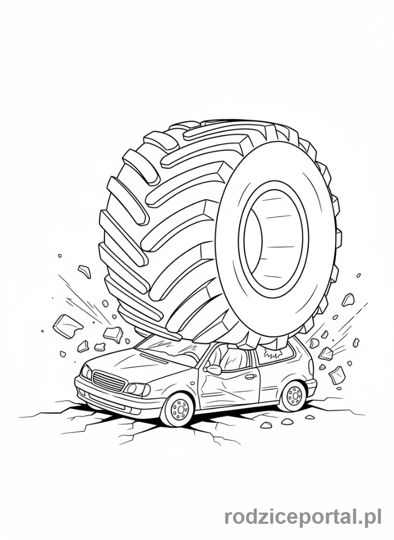 Kolorowanka Monster Truck - Monster Truck miażdżący auto