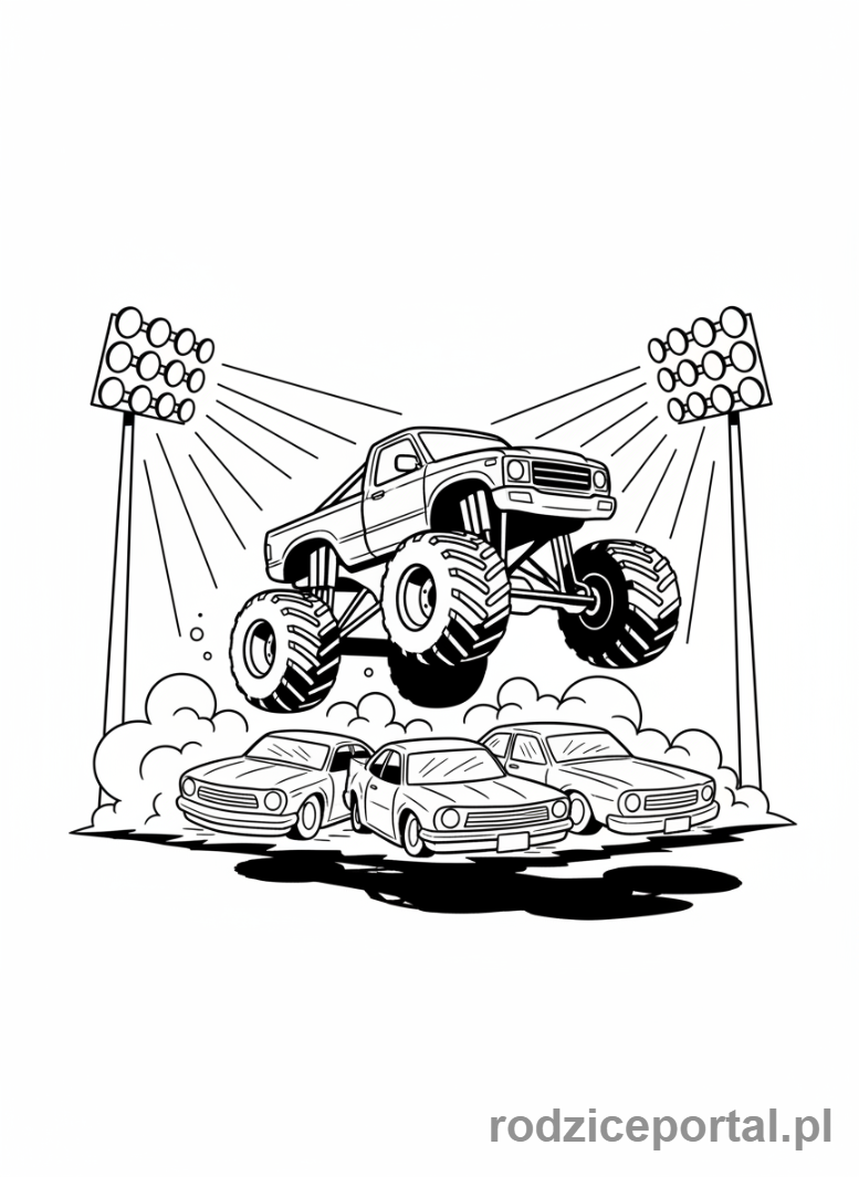 Kolorowanka Monster Truck - Monster Truck nocą