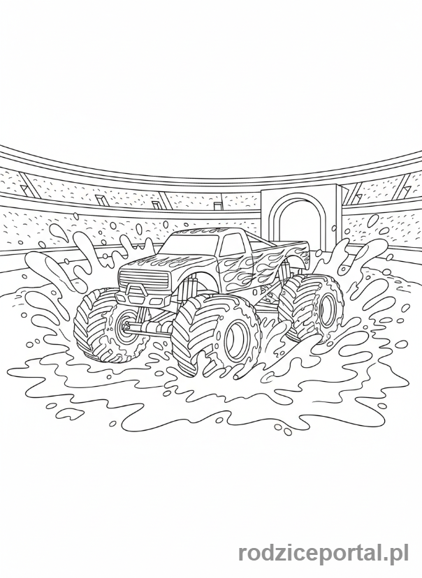 Kolorowanka Monster Truck - Monster Truck w błocie