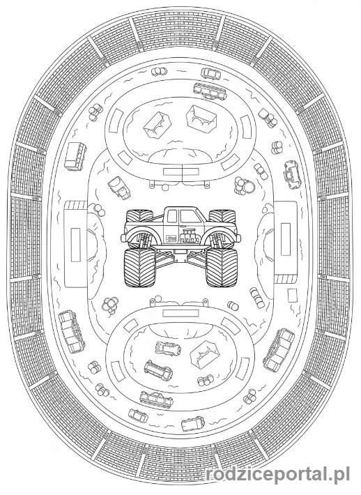 Kolorowanka Monster Truck - Monster Truck z góry