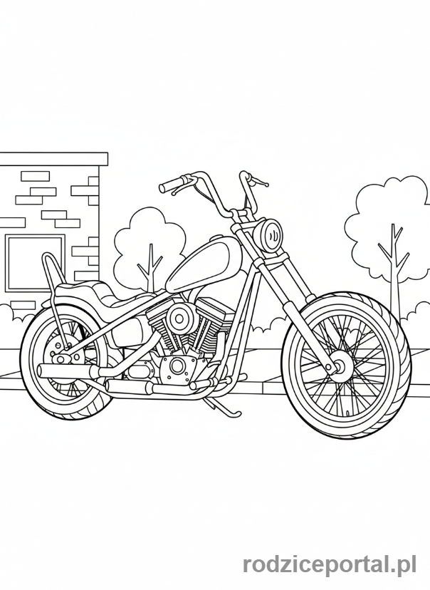 Kolorowanka Motor - Chopper zaparkowany