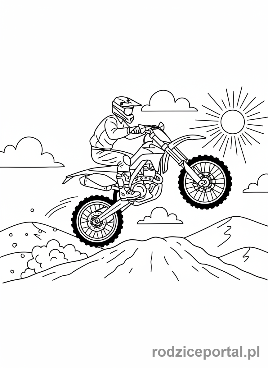 Kolorowanka Motor - Motor terenowy skaczący