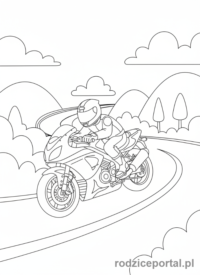 Kolorowanka Motor - Motorzysta na krętej drodze