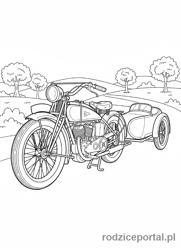 Kolorowanka Motor - Zabytkowy motocykl
