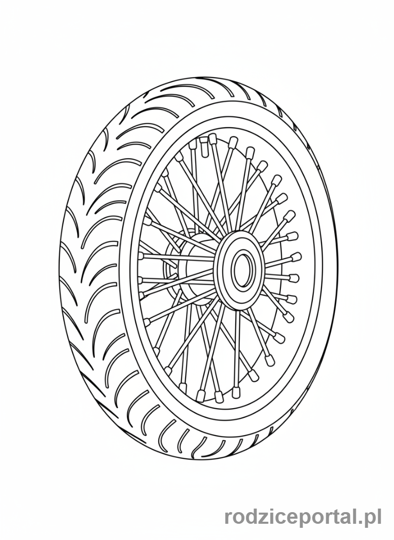 Kolorowanka Motor - Zbliżenie na koło motoru