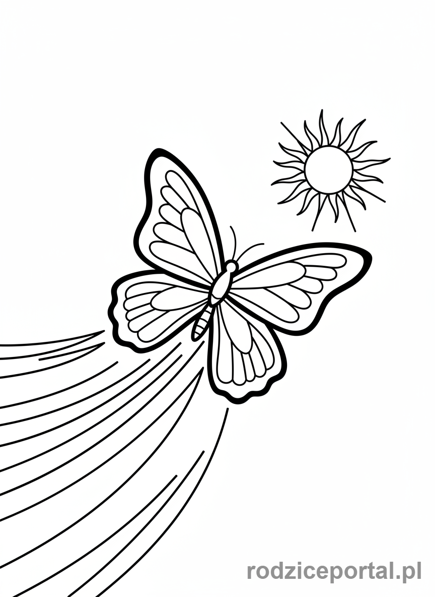 Kolorowanka Motyl - Motyl lecący do słońca