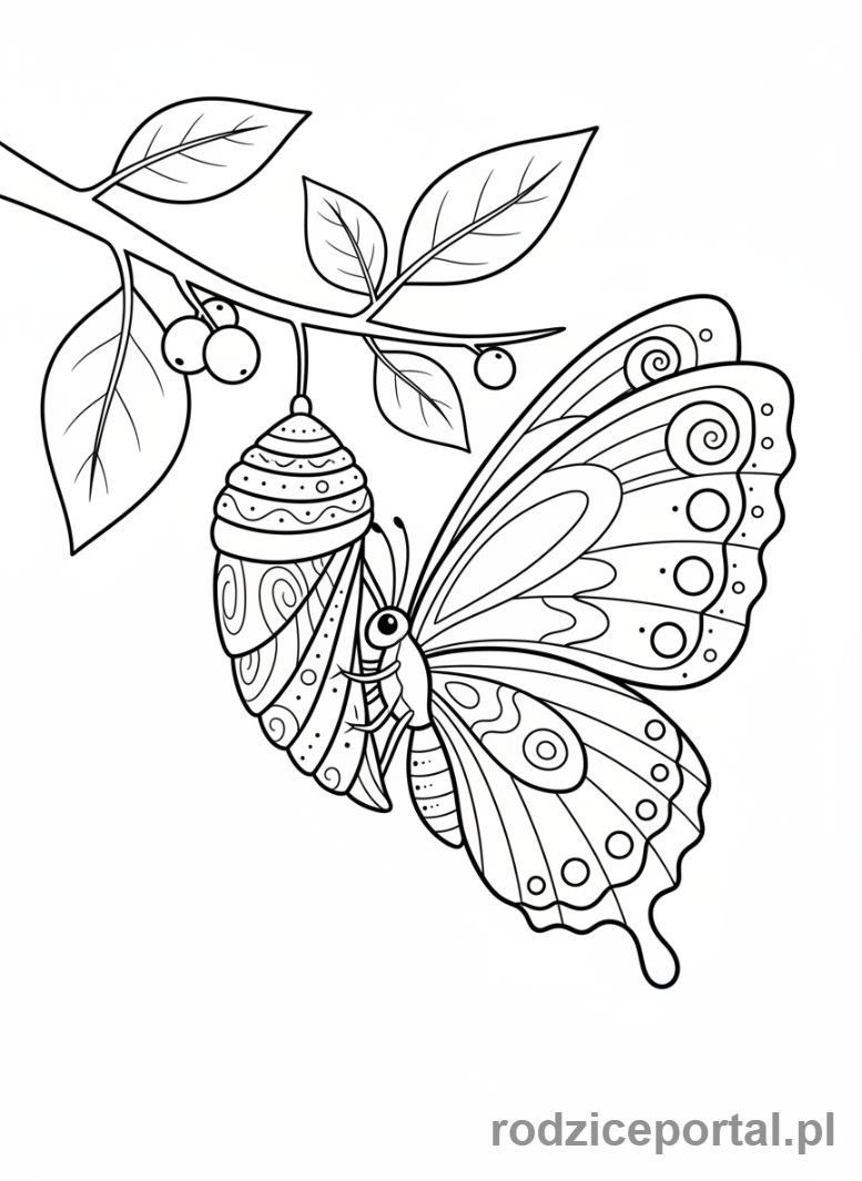 Kolorowanka Motyl - Motyl z poczwarki