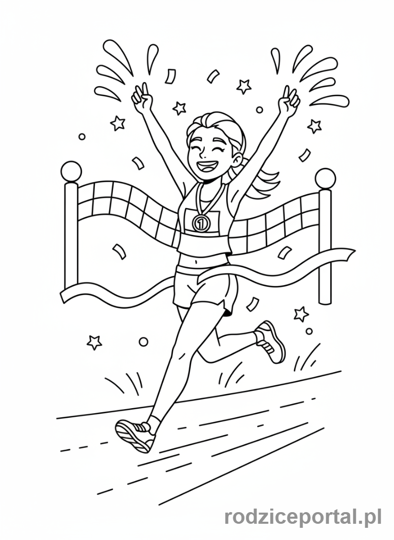 Kolorowanka Motywacja - Biegacz na mecie