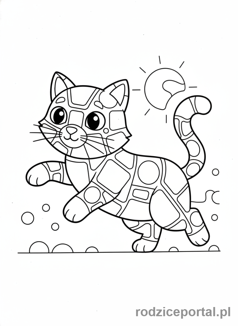 Kolorowanka Mozaika - Mozaikowy kot