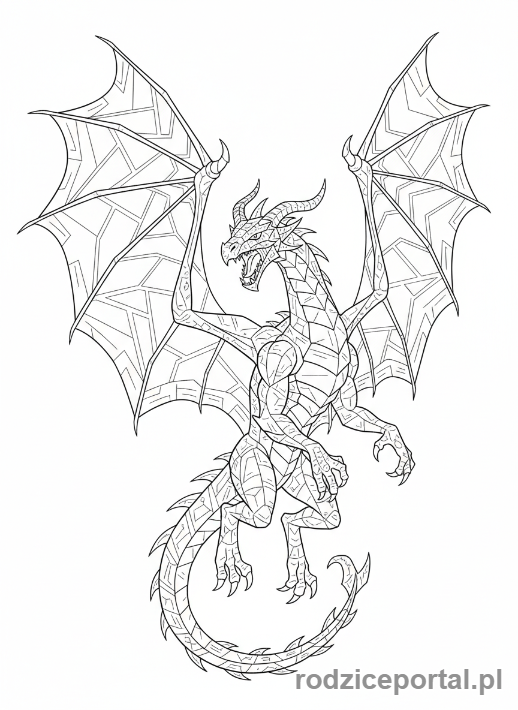 Kolorowanka Mozaika - Mozaikowy smok