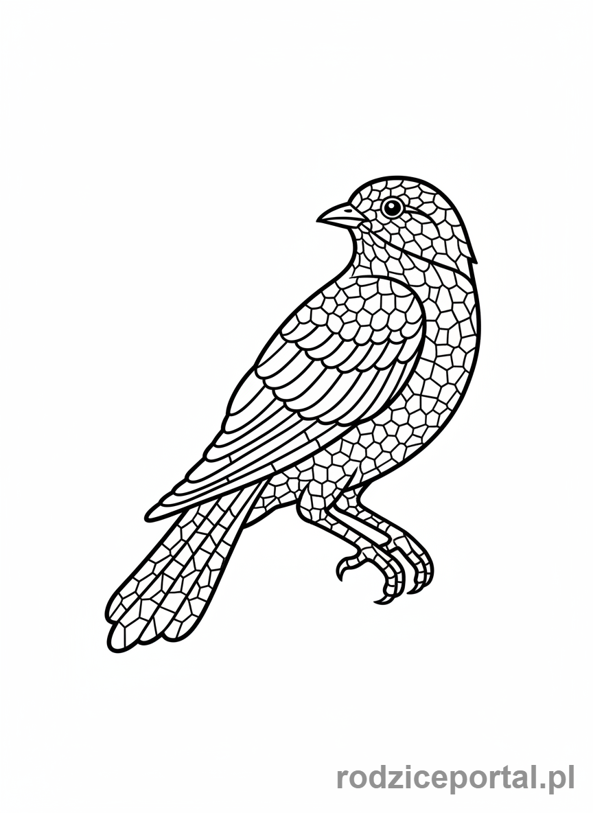 Kolorowanka Mozaika - Ptak z mozaiki