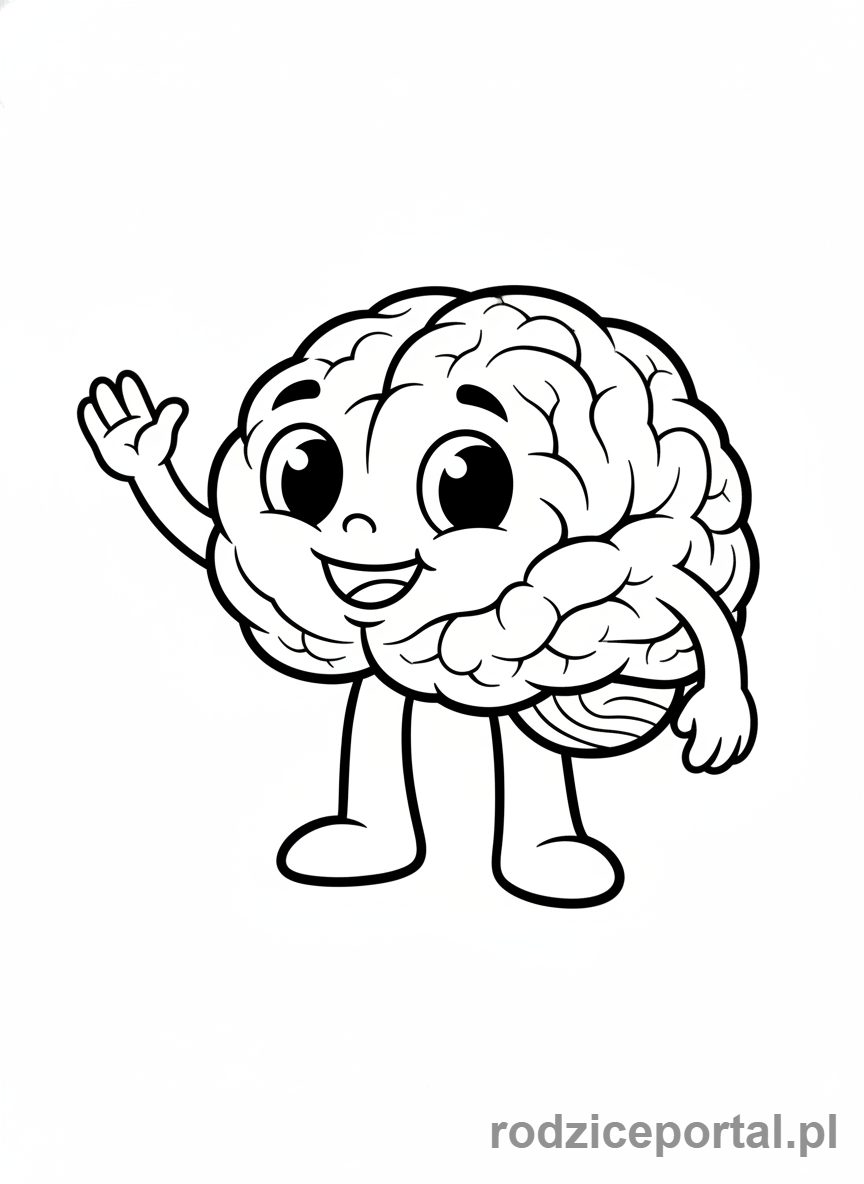 Kolorowanka Mózg - Kreskówkowy mózg
