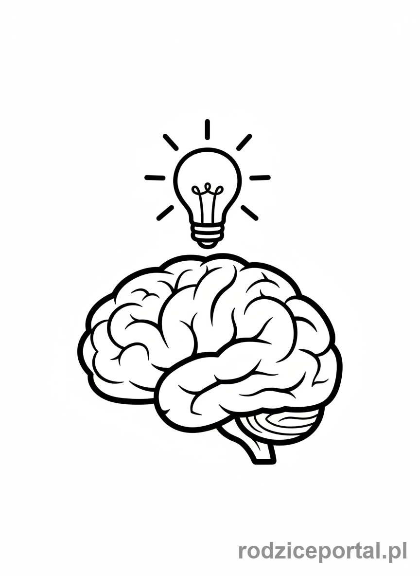 Kolorowanka Mózg - Mózg z żarówką