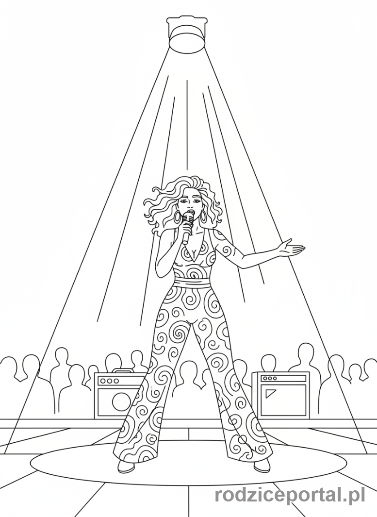 Kolorowanka Muzyka - Piosenkarka na scenie
