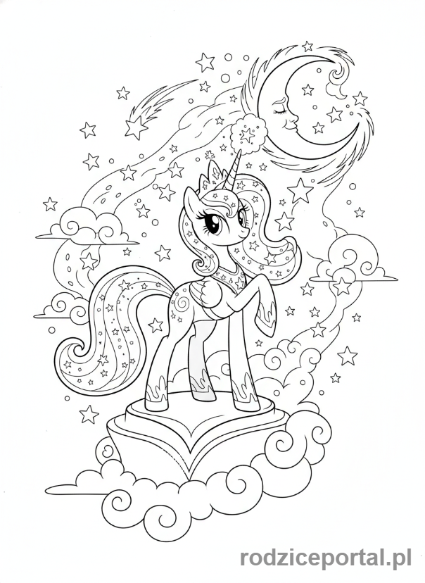 Kolorowanka My Little Pony - Księżniczka Luna sprowadza ksiezyc