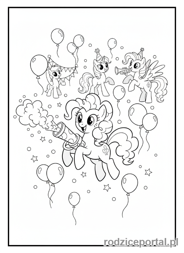 Kolorowanka My Little Pony - Pinkie Pie organizuje impreze
