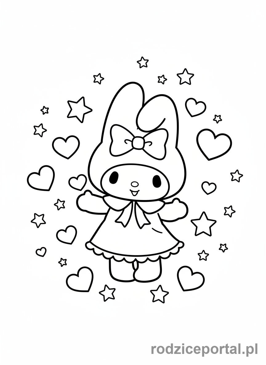 Kolorowanka My Melody - My Melody i serca